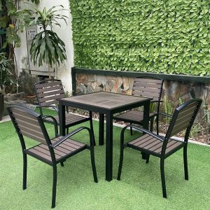 Bàn cà phê ngoài trời hình vuông nhựa composite cao cấp